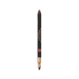 Chanel Precision Lip Definer in MordoreNude black and mauve nude lip pencil with gold tip on white background